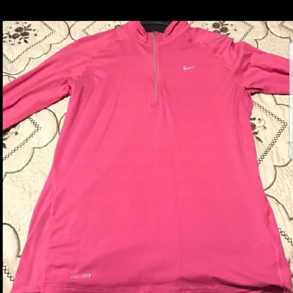 Neon pink Nike dri fit half zip